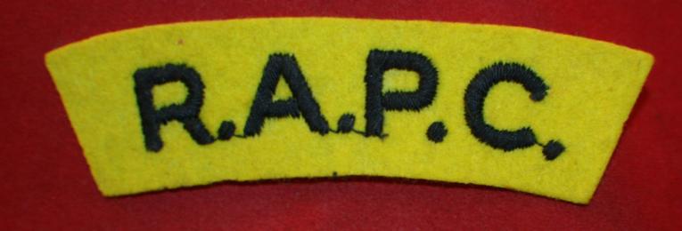 British Army, RAPC, Royal Army Pay Corps Cloth Shoulder Flash / Patch