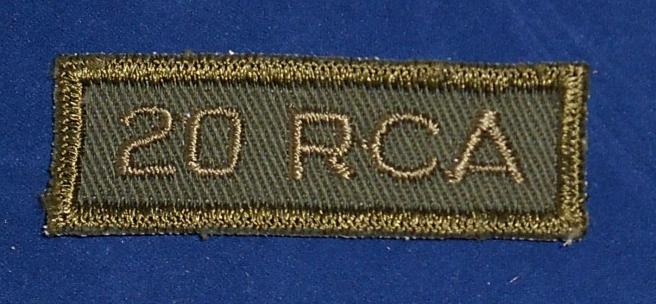Canadian: 20 RCA 20th Field Regiment, Edmonton/Red Deer Cloth Combat Tab