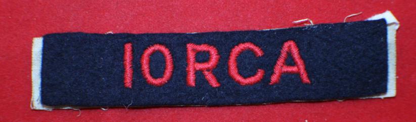 WW2 era, 10 RCA Cloth Shoulder Title - 10th Field Regt Royal Canadian Artillery