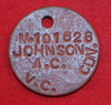 WW2 Identification Tag / DOG TAG M101628 JOHNSON A.C. 131CABTC