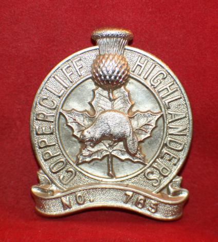 Coppercliff Highlanders No 765 Cap Badge