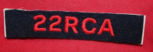 WW2, 22 RCA, Cloth Shoulder Flash - Royal Canadian Artillery