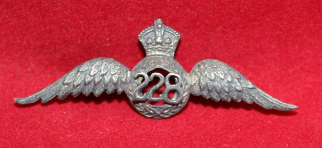 WW2 RCAF / RAF 228 Squadron Sweetheart Pin - Silver