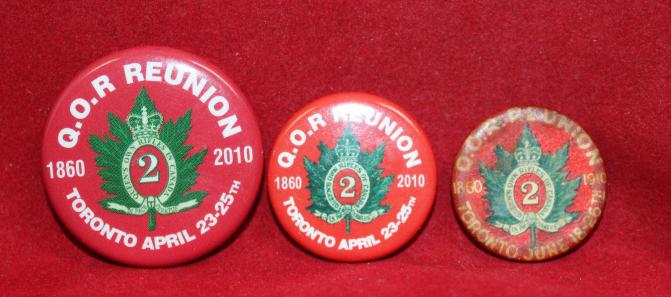 Set of 3, QOR, Queens Own Rifles Reunion Buttons 50th & 150th Anniversary