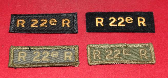 Canadian Infantry Cloth COMBAT / Garrison / DEU Shoulder Flash Lot Royal 22nd Re