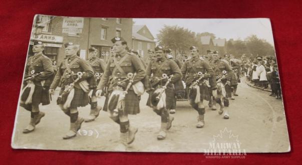 WW1 Cameron Highlanders Parading Postcard