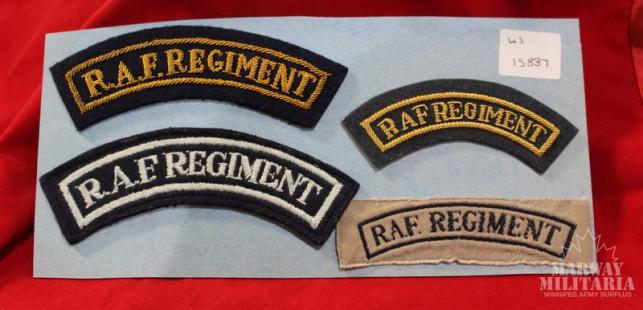 Set of 4 RAF Regiment Shoulder Titles