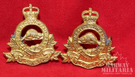 Royal Canadian Army Pay Corps Collar Badge Pair