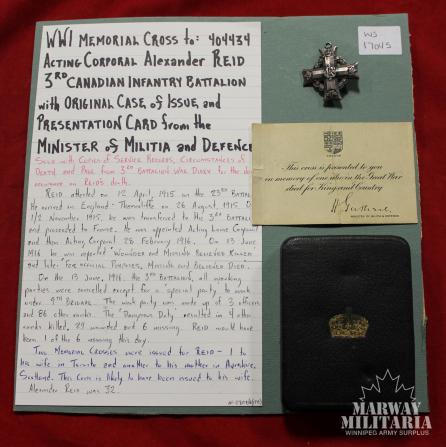 WW1 Memorial Cross with Box of Issue and Card