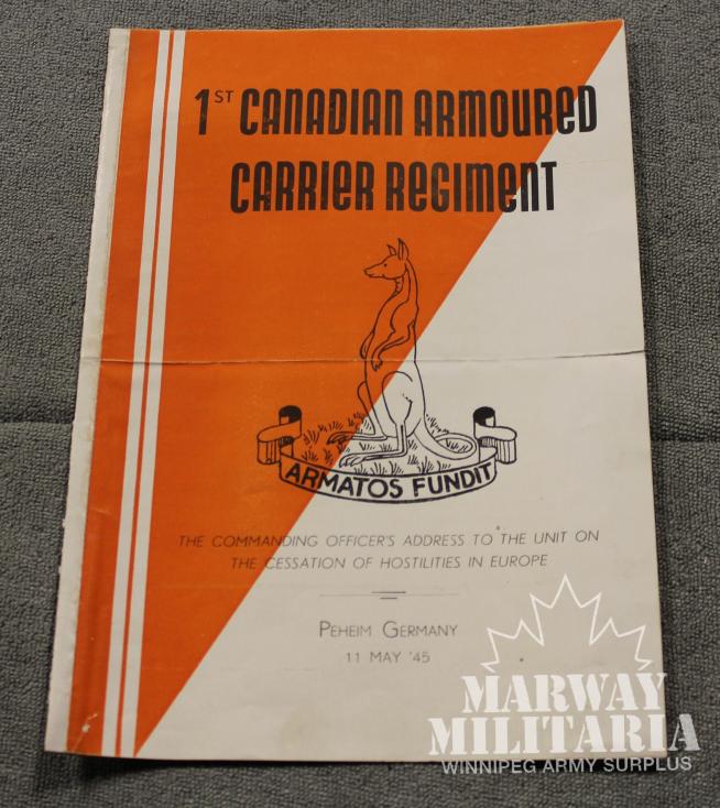1st Canadian Armoured Carrier Regiment Officers Address Pamphlet