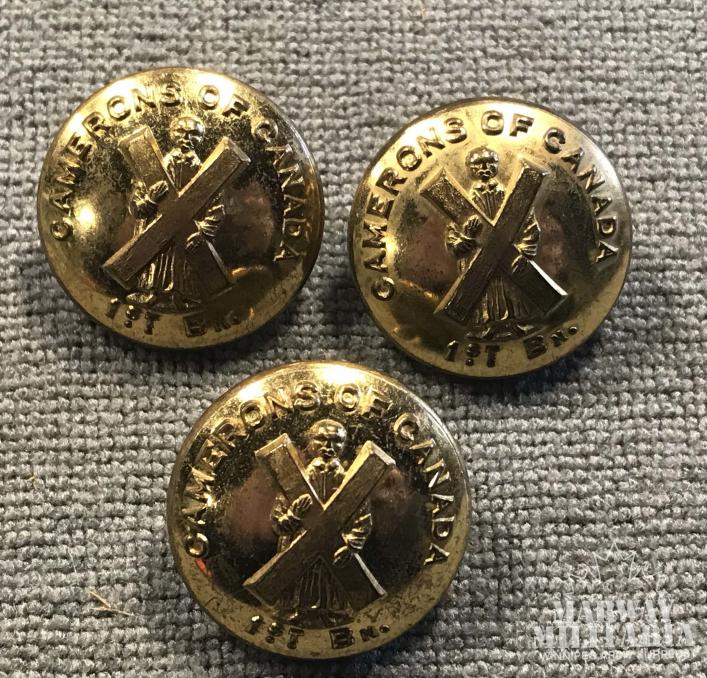 Lot of 3, Camerons of Canada 1st Bn Uniform Buttons