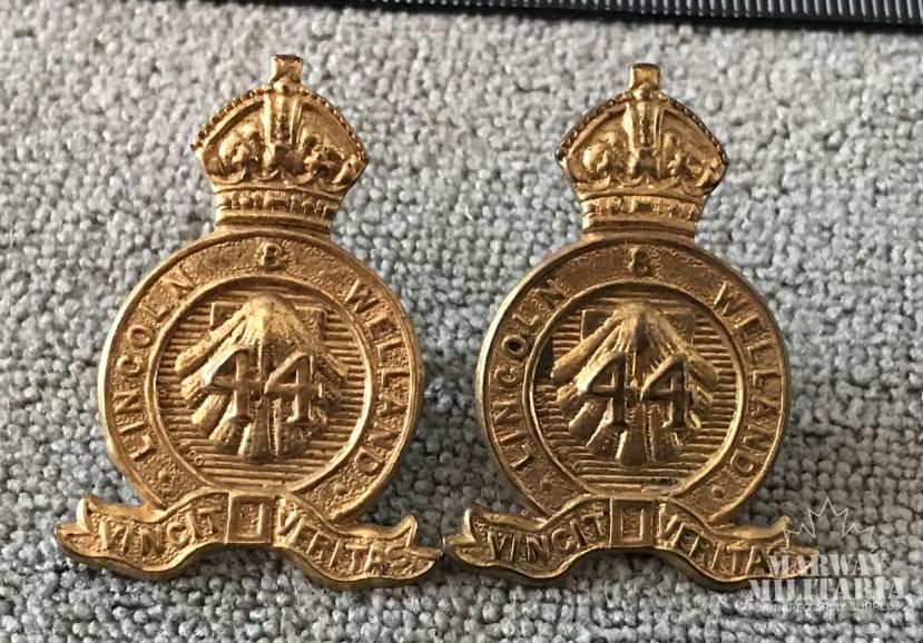 Lincoln & Welland Regiment Collar Badge Pair