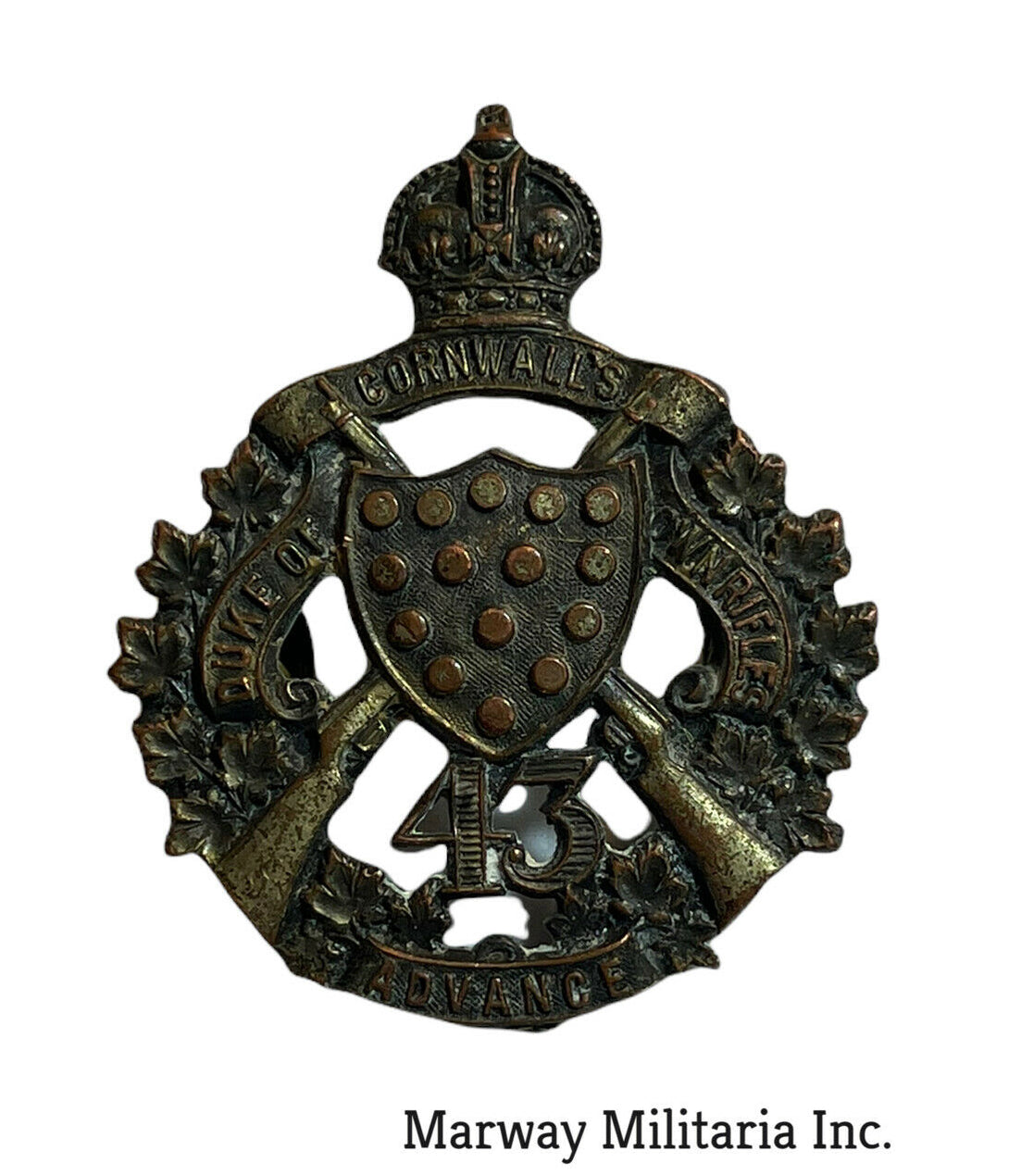 Pre WW1, 43rd Duke of Cornwall's Own Rifles Cap Badge – Marway ...