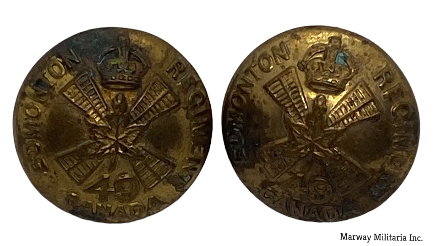 49th Edmonton Regiment Uniform Button Lot Marway Militaria Inc & Winnipeg Army Surplus