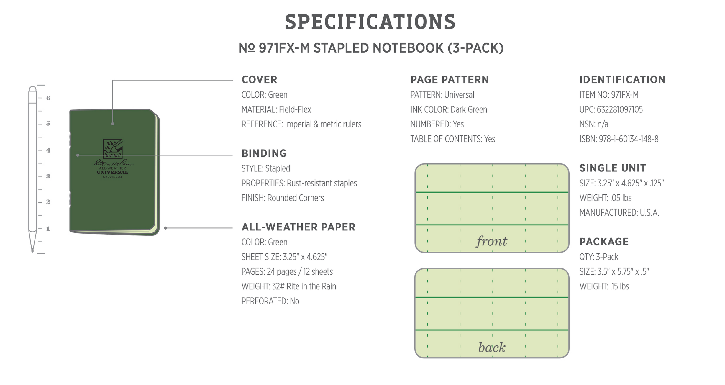 Rite in the Rain STAPLED NOTEBOOKS - Set of 3 – Marway Militaria Inc ...